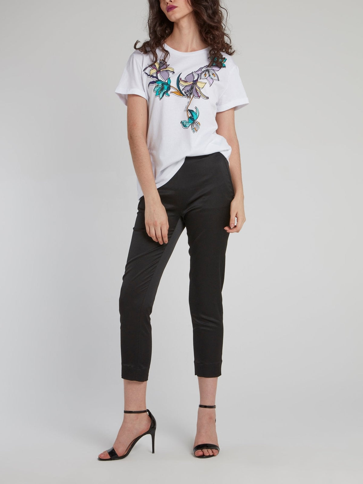 White Floral Sketch T-Shirt