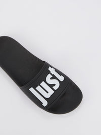 Black Logo Strap Top Slippers