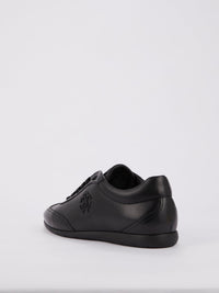 Black Monogram Low Top Leather Sneakers