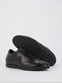 Black Monogram Low Top Leather Sneakers