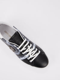 Black Snake Print Leather Sneakers