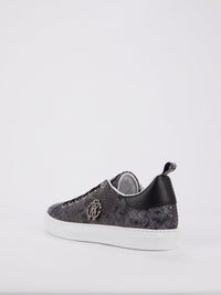 Grey Snake Print Leather Sneakers