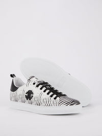 White Zebra Print Leather Sneakers