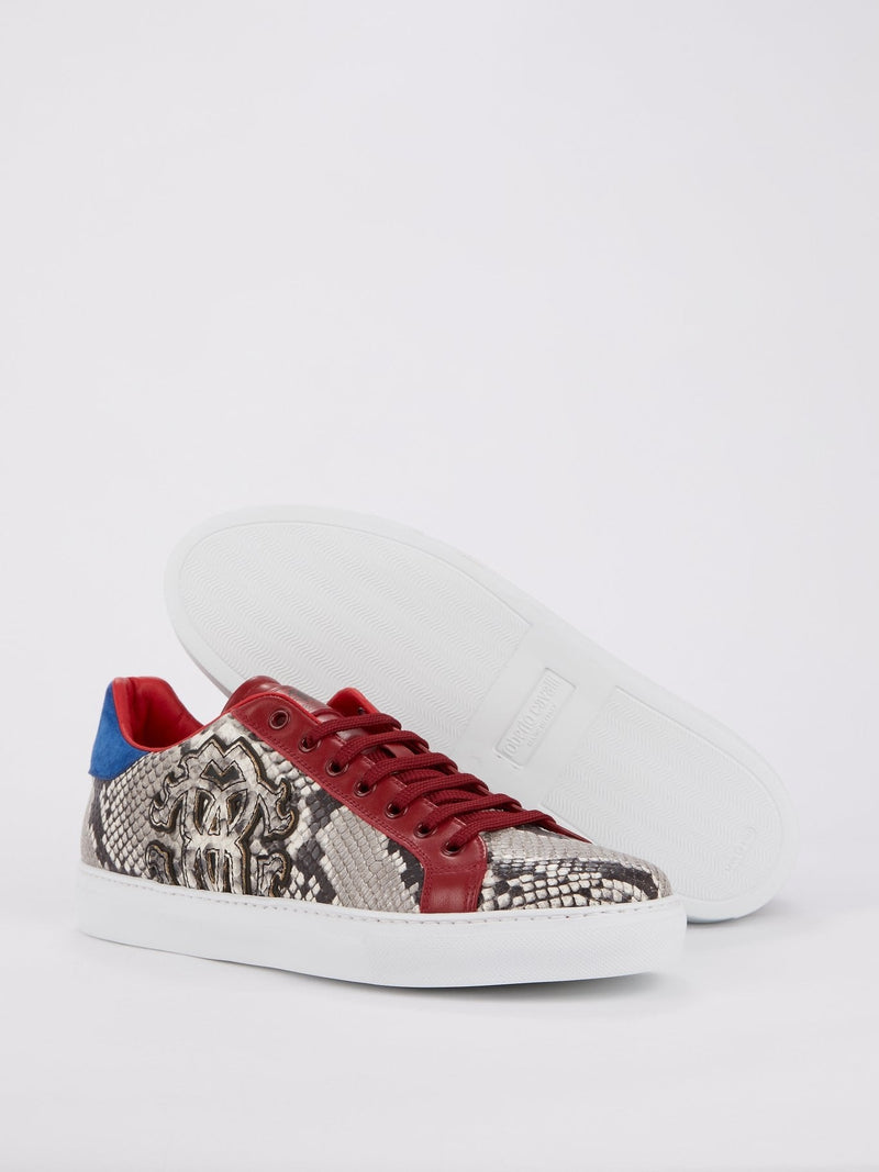 Colour Block Python Effect Sneakers