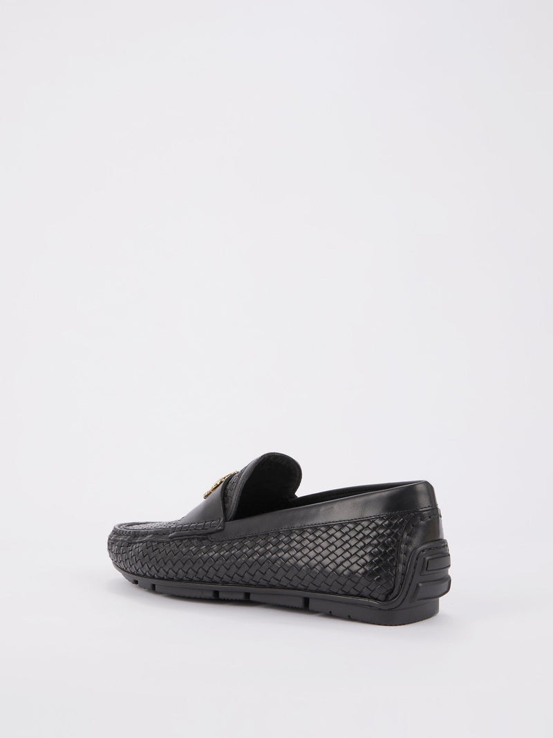 Black Monogram Weave Loafers