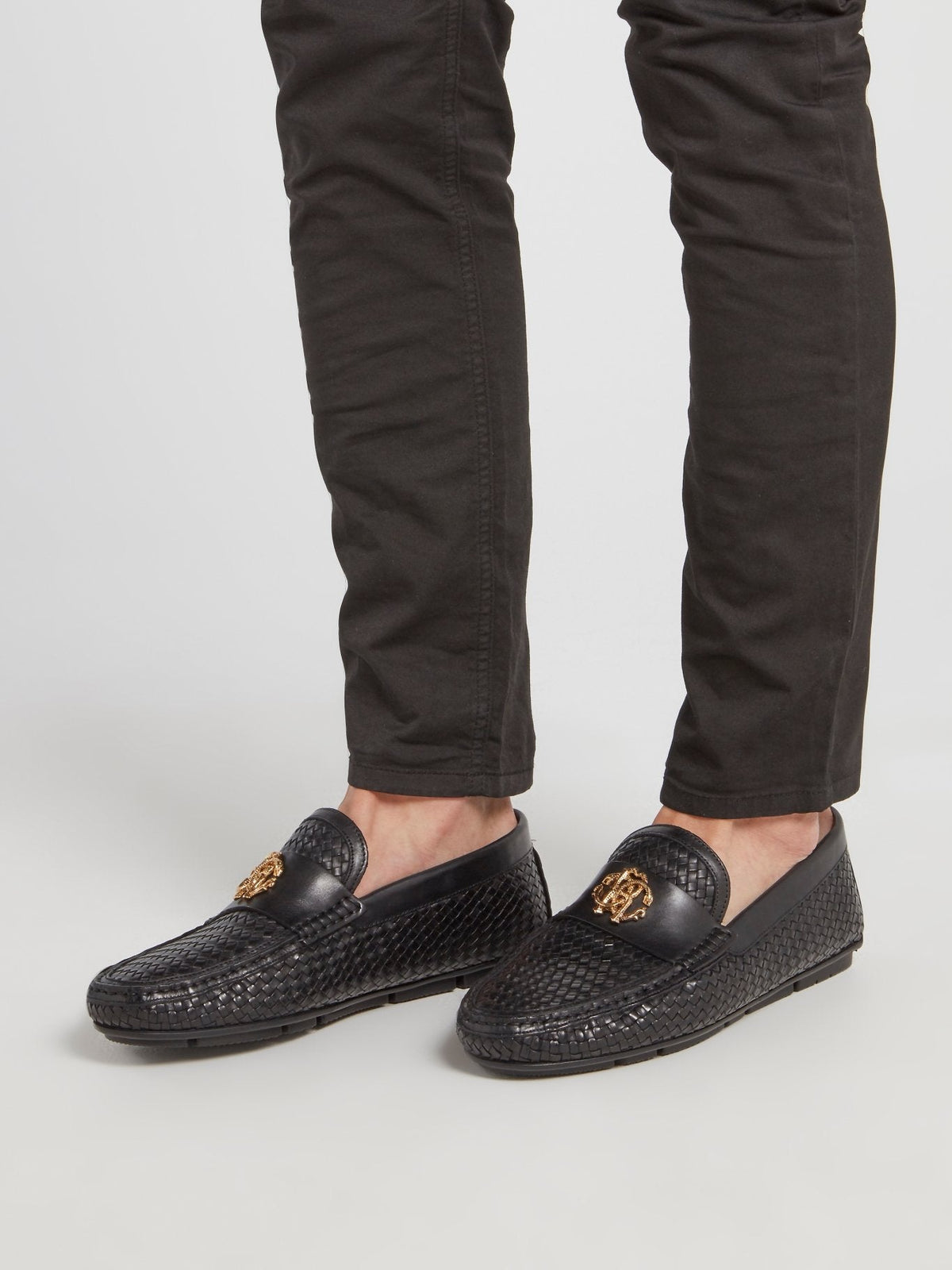 Black Monogram Weave Loafers