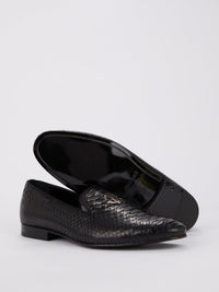 Black Snake Effect Monogram Loafers