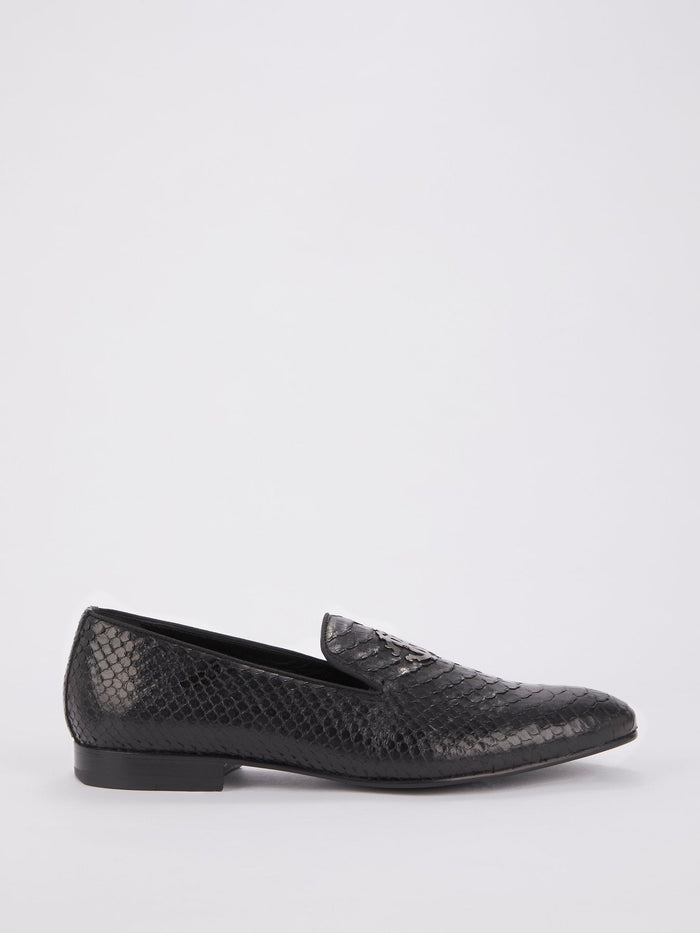 Black Snake Effect Monogram Loafers