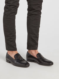 Black Snake Effect Monogram Loafers