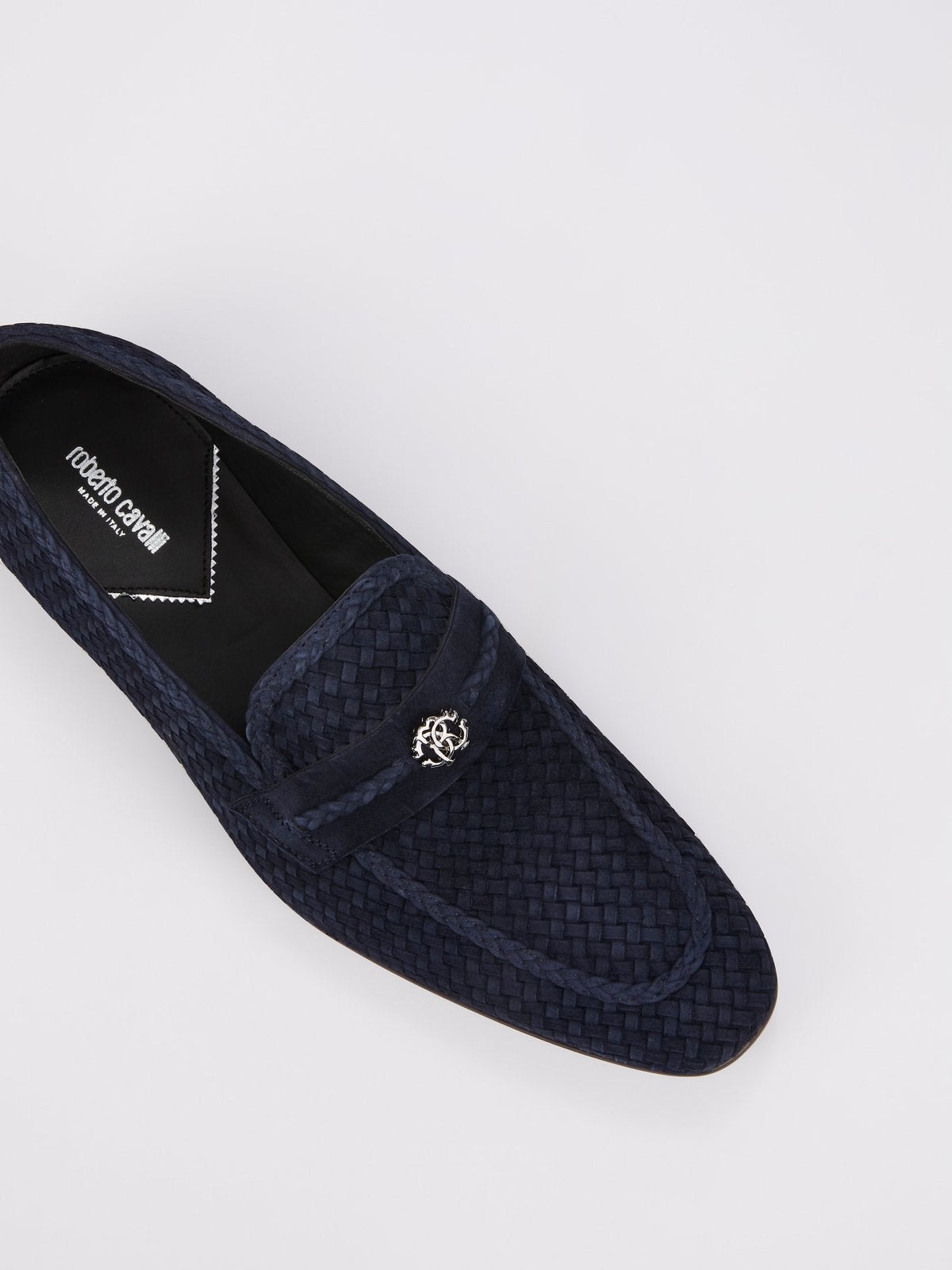 Navy Logo Weave Loafers