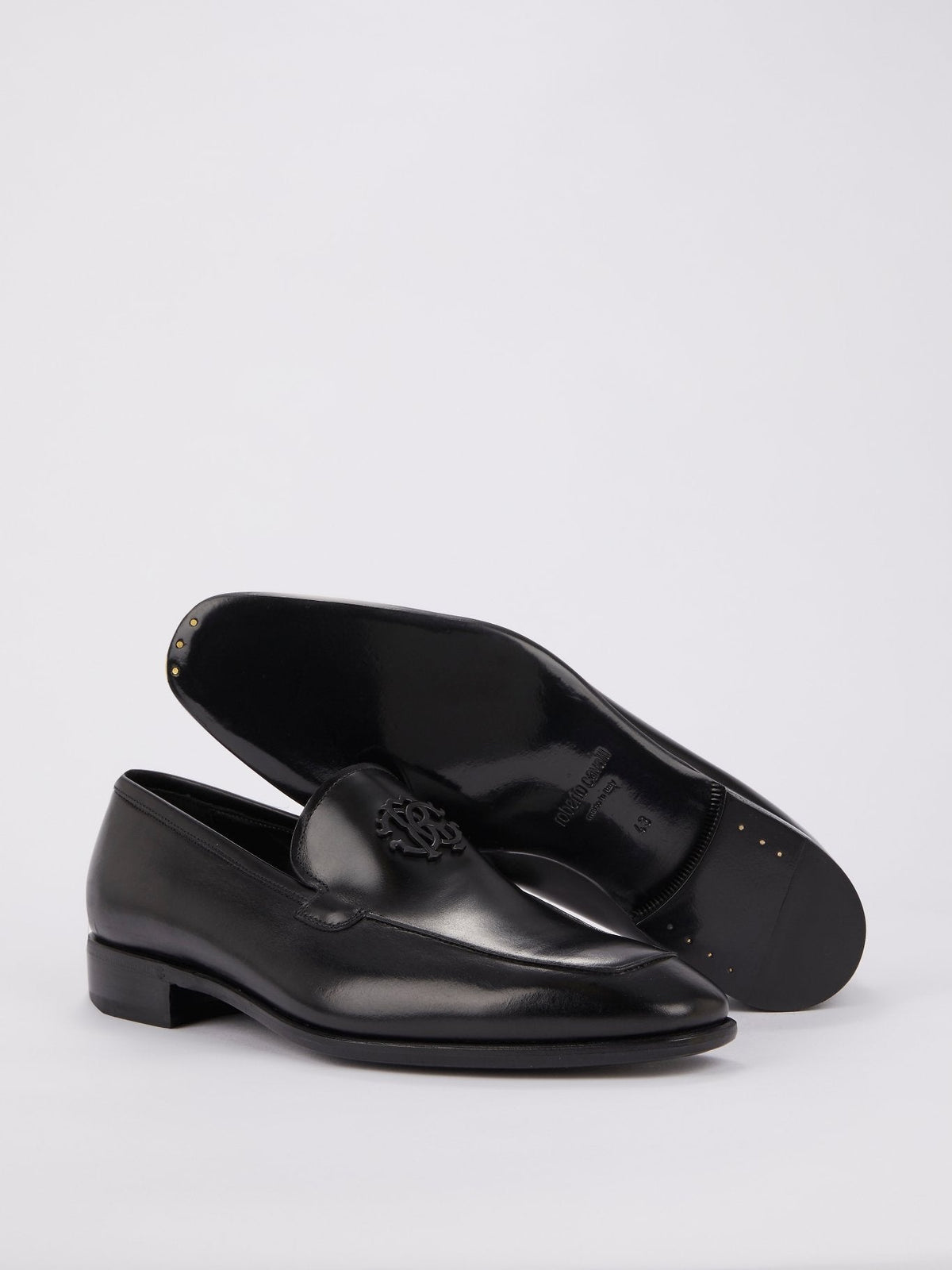 Black Slip On Monogram Brogues