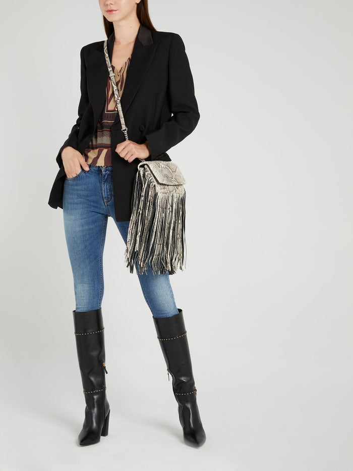 Python Effect Fringe Shoulder Bag