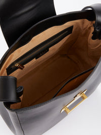 Black Front Flap Shoulder Bag