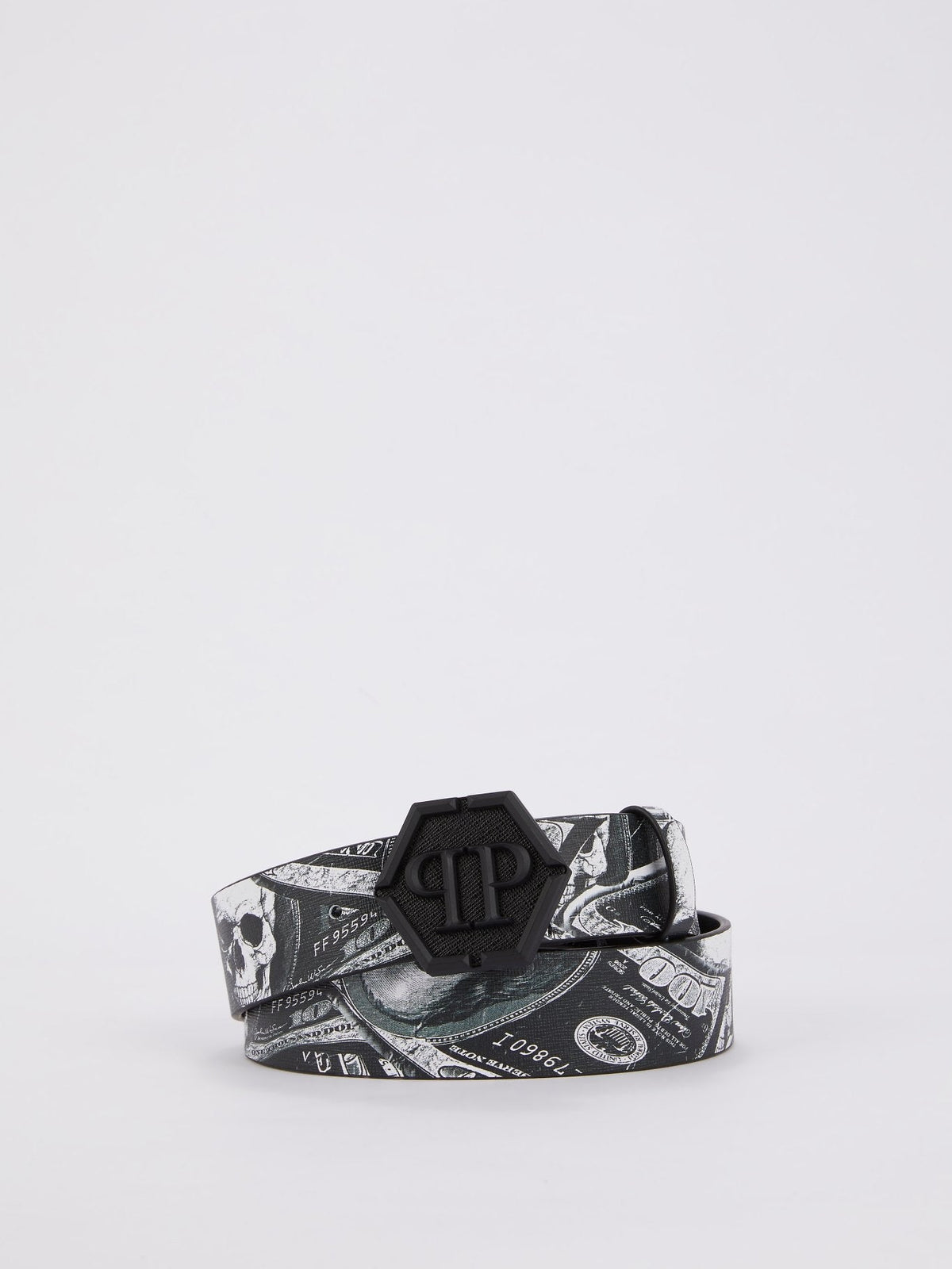 Monogram Buckle Dollar Skull Belt