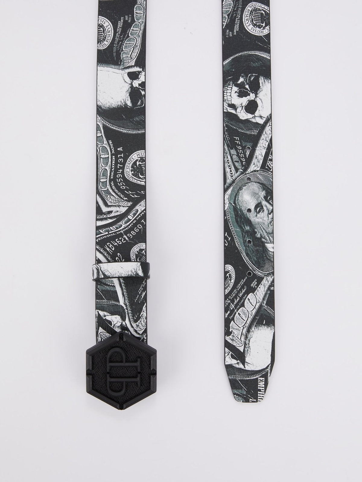 Monogram Buckle Dollar Skull Belt