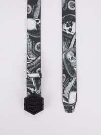 Monogram Buckle Dollar Skull Belt