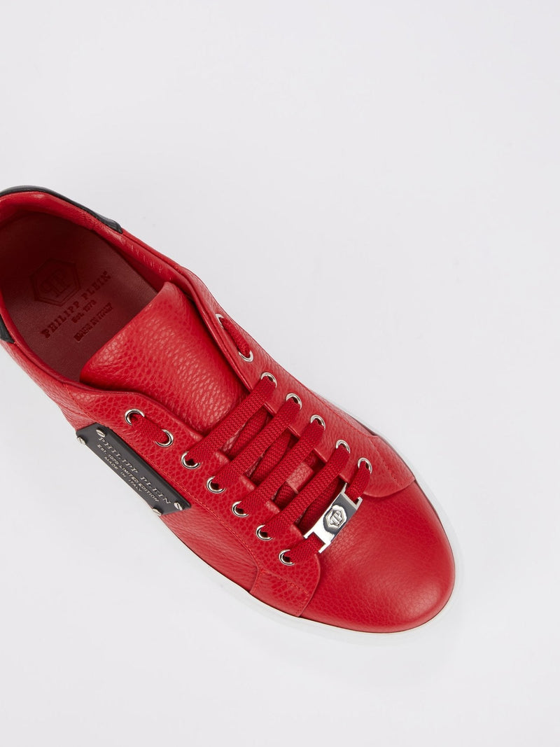 Red Low Top Leather Sneakers