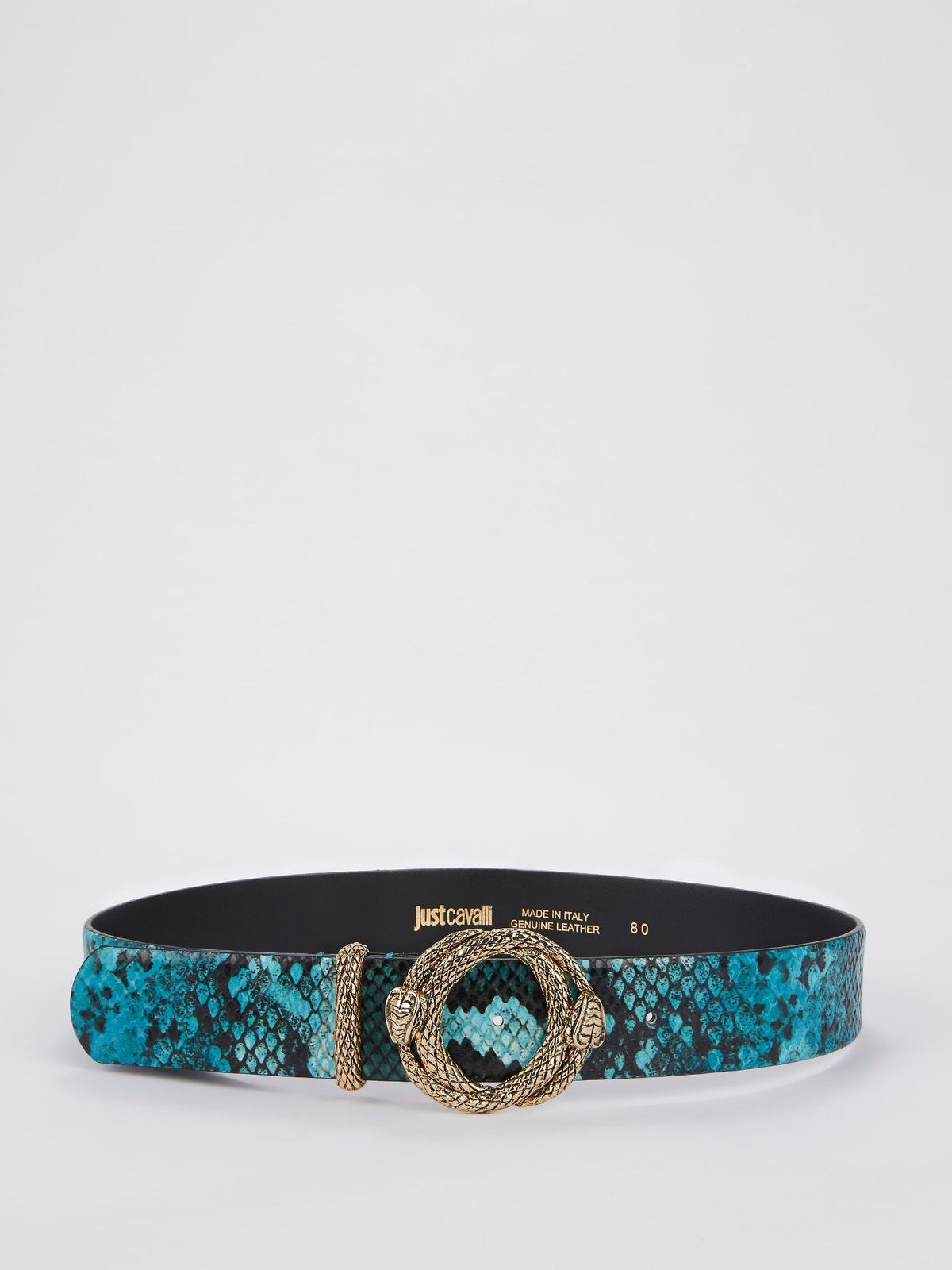 Snake Buckle Python Print Belt