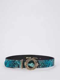 Snake Buckle Python Print Belt