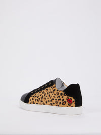 Simone Leopard Effect Pony Hair Sneakers