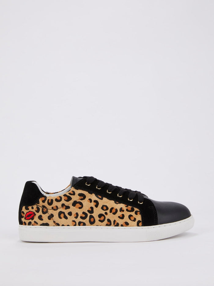 Simone Leopard Effect Pony Hair Sneakers