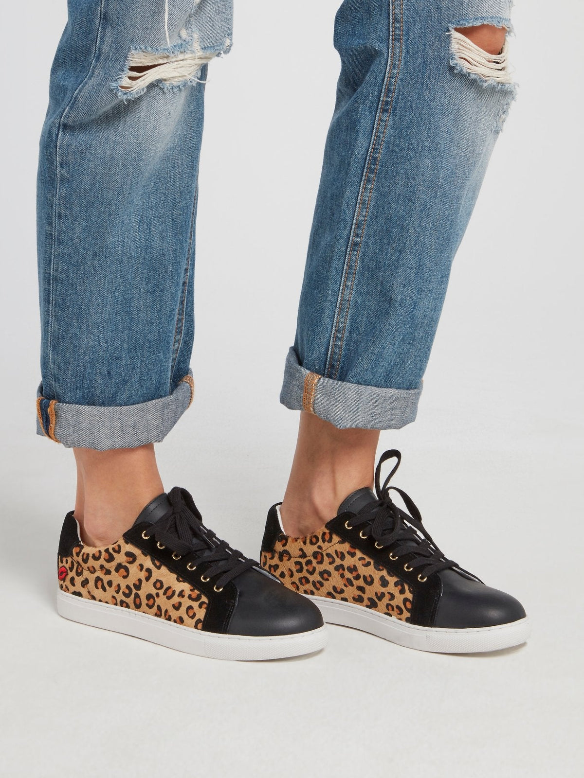 Simone Leopard Effect Pony Hair Sneakers