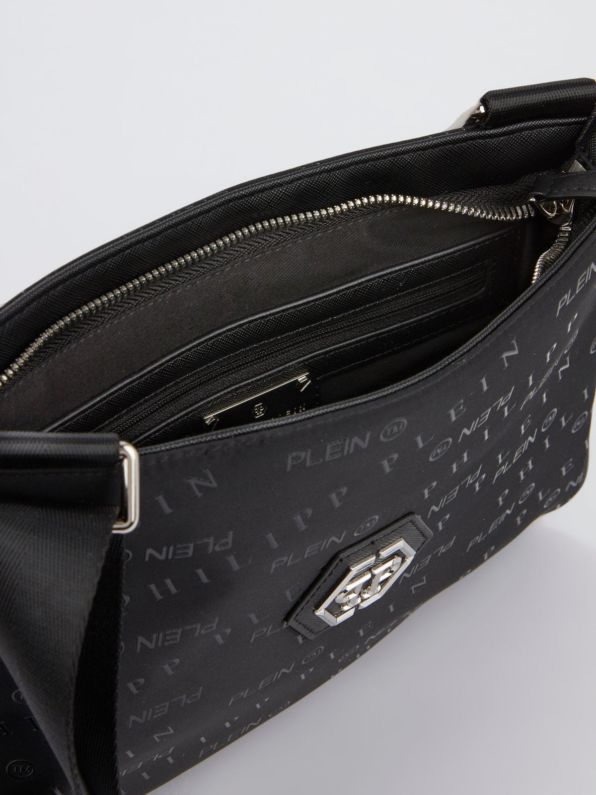 Black Monogram Patched Crossbody Bag