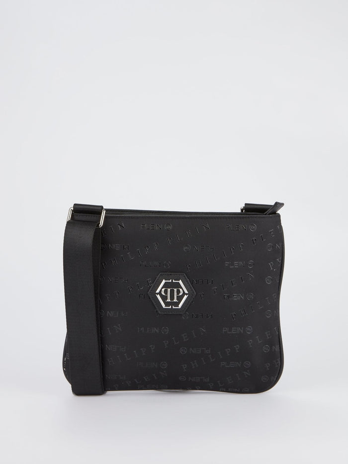 Black Monogram Patched Crossbody Bag