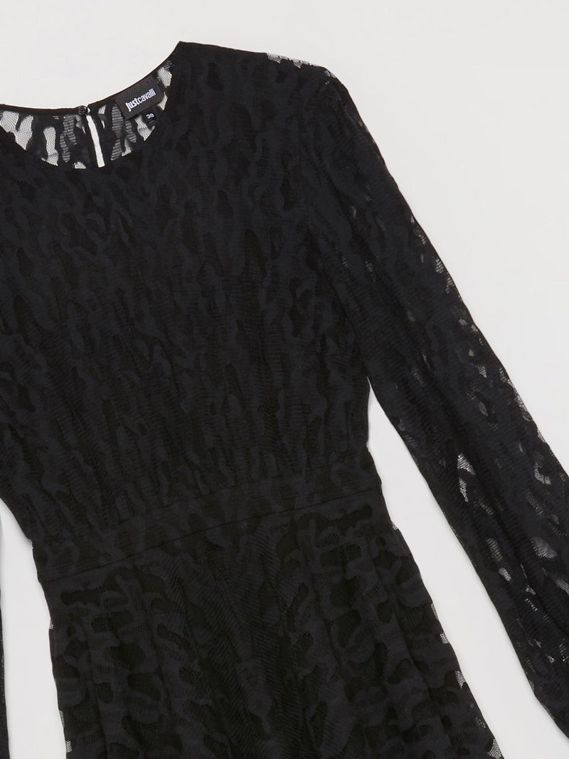 Black Ruffle Lace Dress