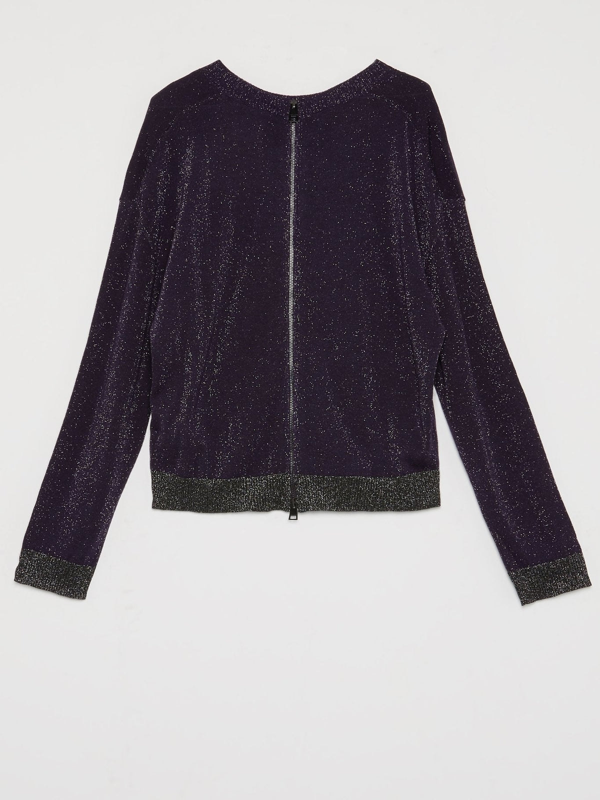 Purple Zip Back Glitter Sweater