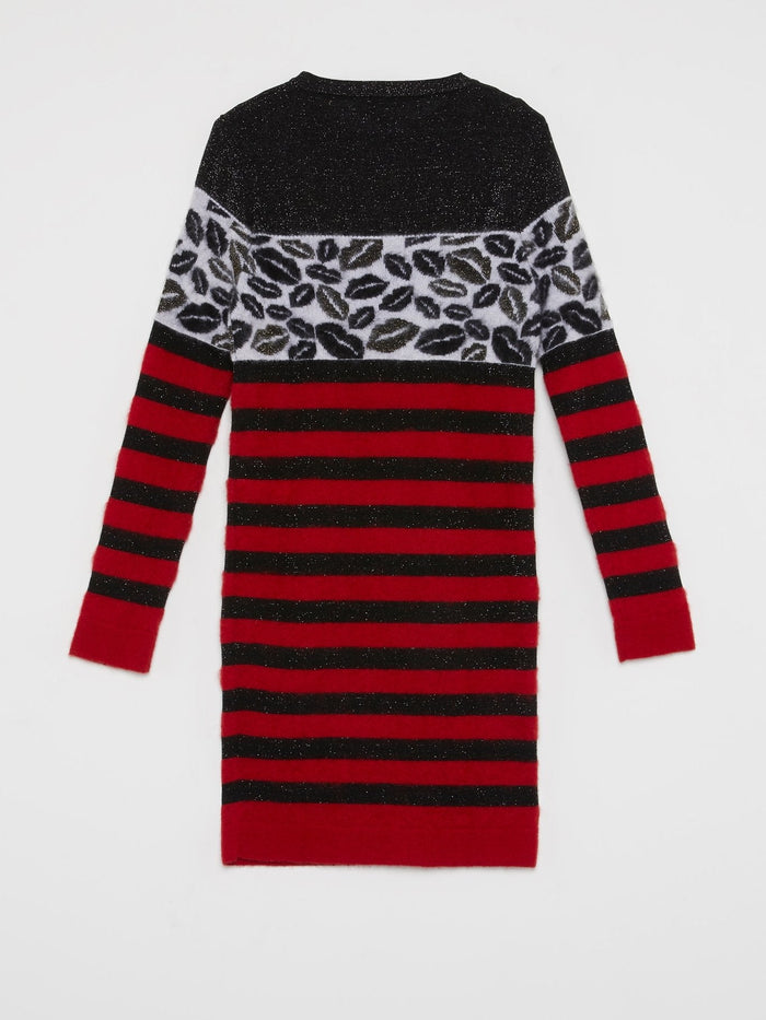 Stripe Panel Glitter Knit Dress