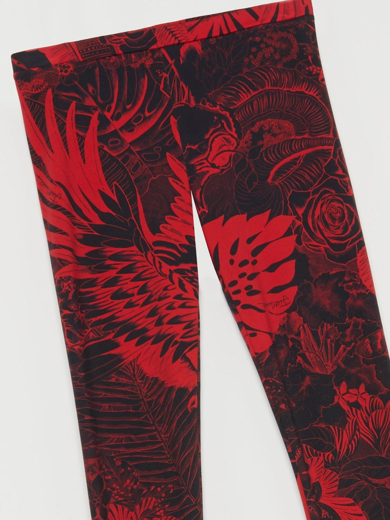 Red Tropical Print Leggings