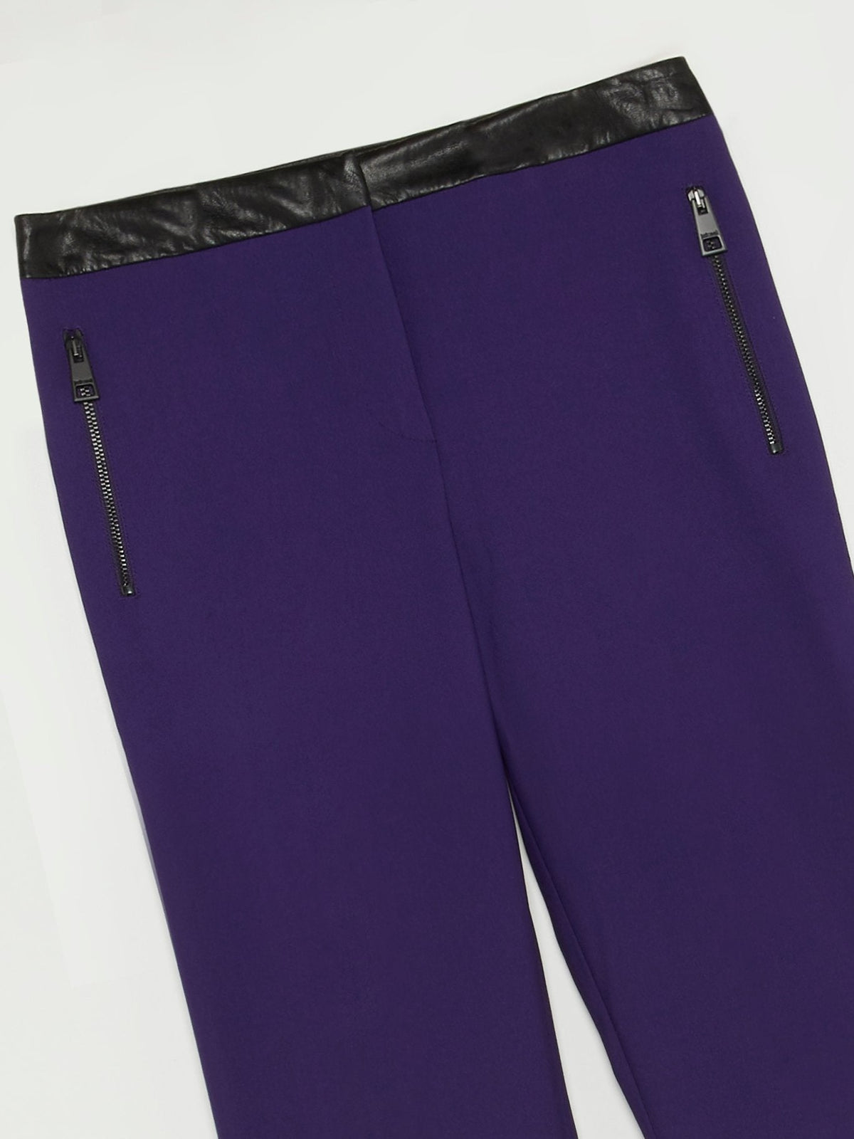 Purple Leather Waistband Bootcut Pants