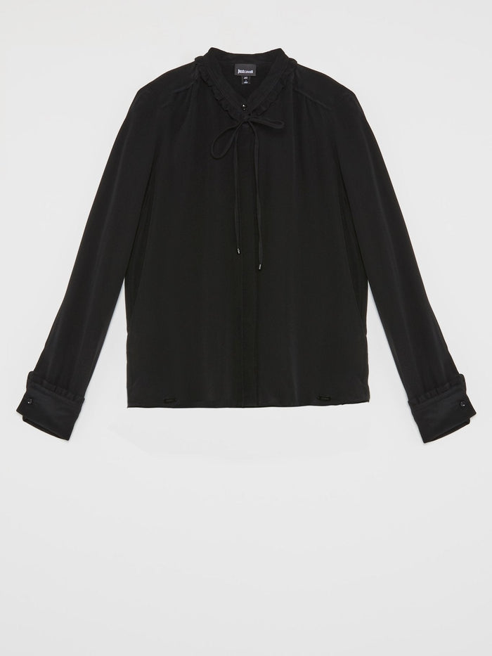 Black Frill Neck Blouse