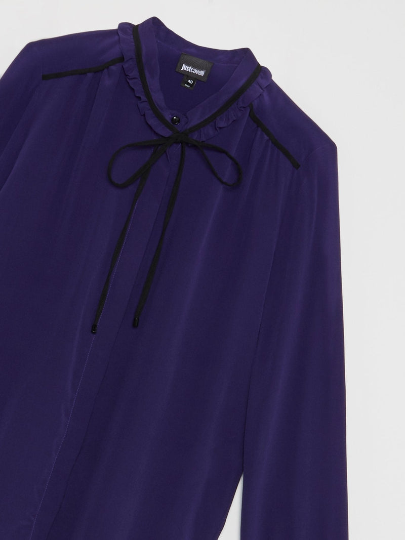 Purple Frill Neck Blouse