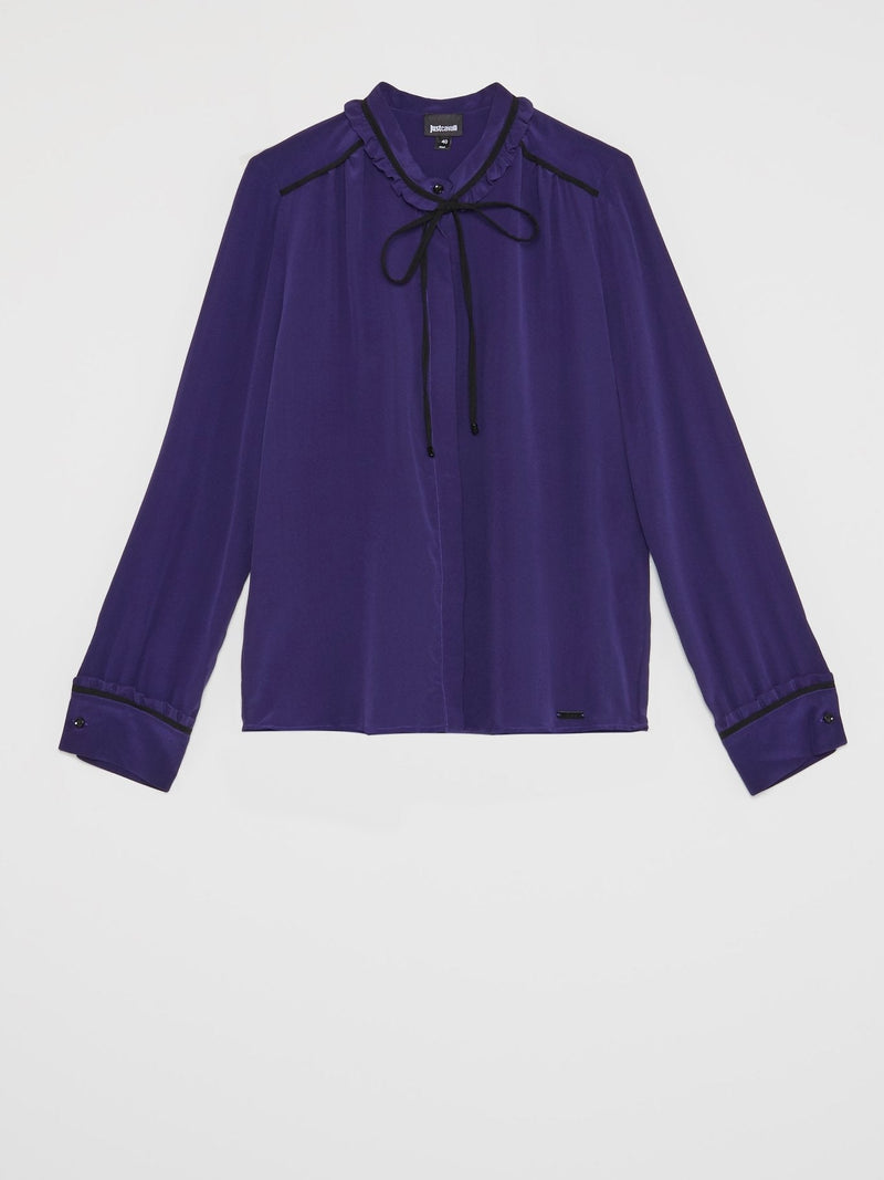 Purple Frill Neck Blouse