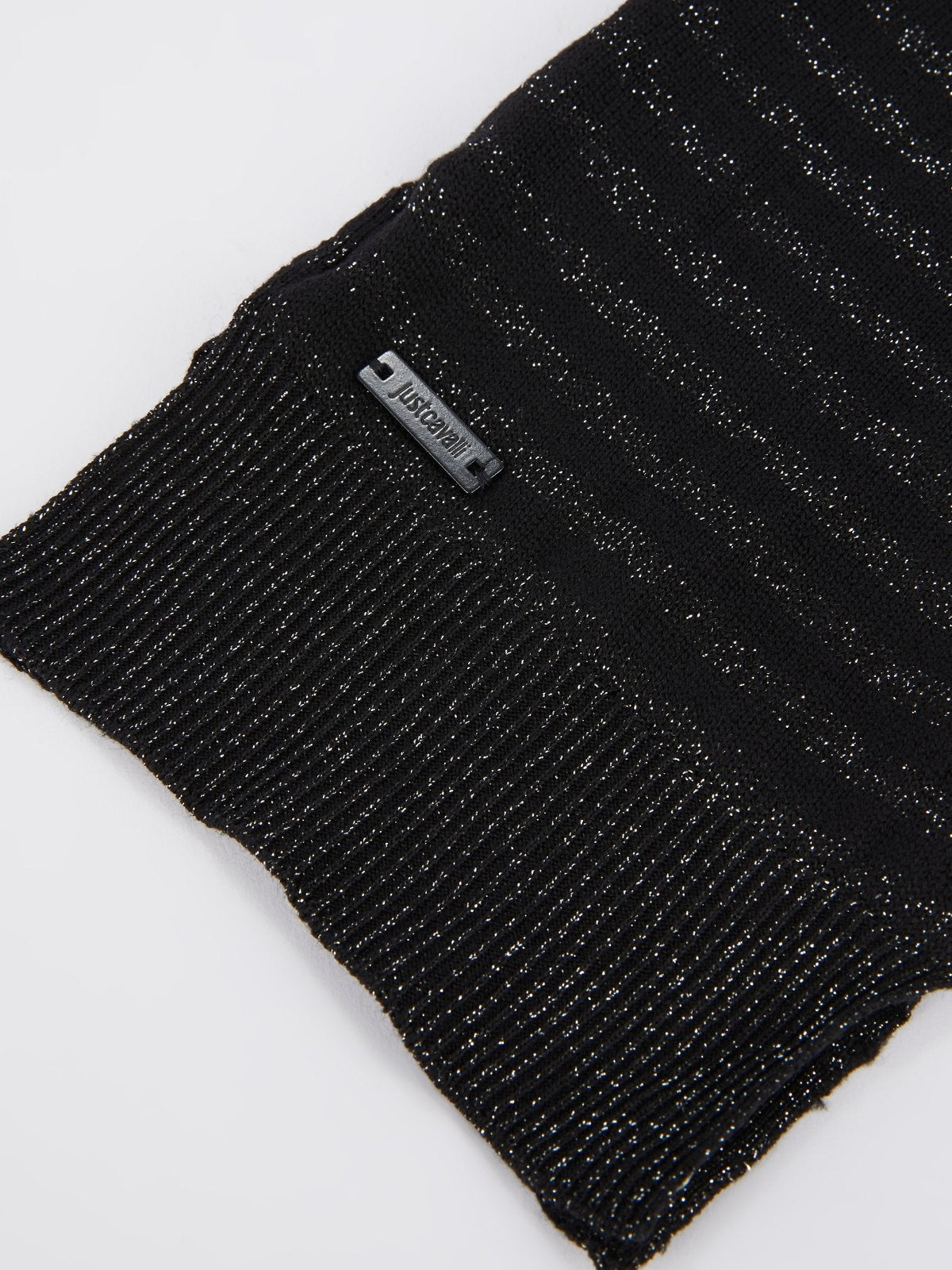 Black Glitter Striped Scarf