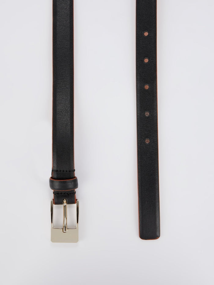 Black Logo Embellished Buckle Belt