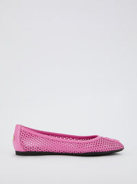 Pink Perforated Ballerina Flats