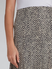 Jacquard Weave Pleated Maxi Skirt