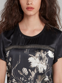 Black Chain Detail Floral T-Shirt