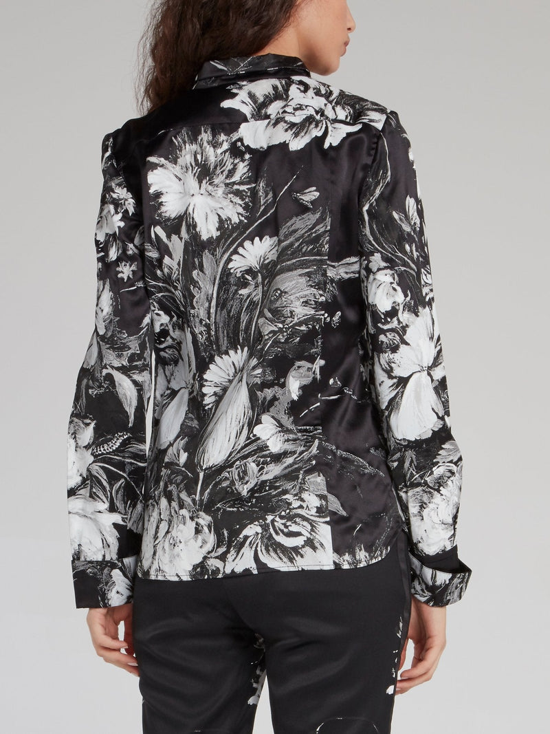 Black Button Up Floral Shirt