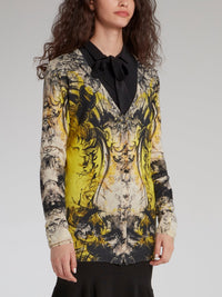 Yellow Baroque Print Cardigan