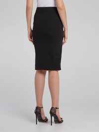 Black Leather Panel Pencil Skirt