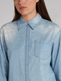 Acid Wash Studded Denim Shirt