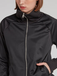 Black Ribbed Edge High Neck Jacket