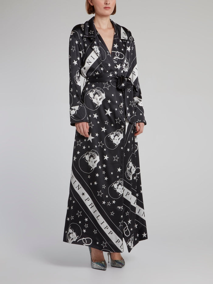 Stars and Skulls Wrap Silk Dress