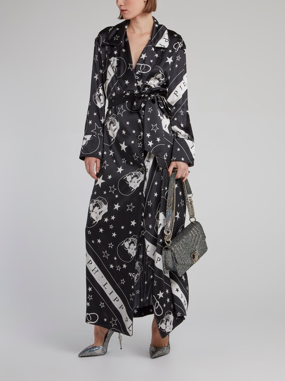 Stars and Skulls Wrap Silk Dress