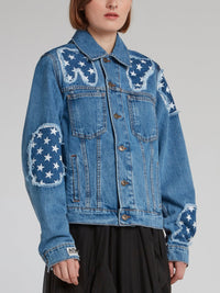 Star Print Statement Denim Jacket