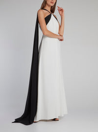 Forest Two Tone Halter Evening Dress